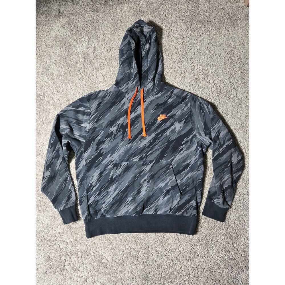 Nike Sportswear Club Fleece Hoodie Sweatshirt Camo Black Gray Men's Medium